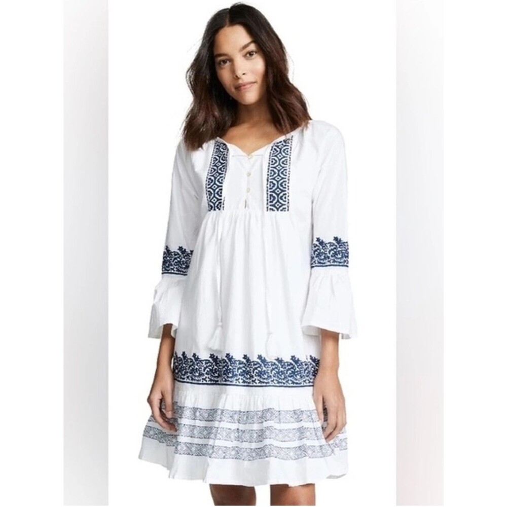 Roller Rabbit Mona Border Maricruz Dress in White Navy size XS